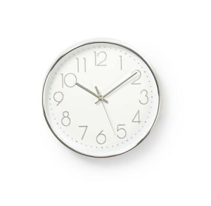 OROLOGIO DA PARETE IN PLASTICA DIAMETRO 30cm BIANCO/ARGENTO NEDIS