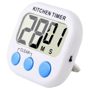 TIMER DIGITALE CALAMITATO/DA TAVOLO A BATTERIA CONTO ALLA ROVESCIA BIANCO