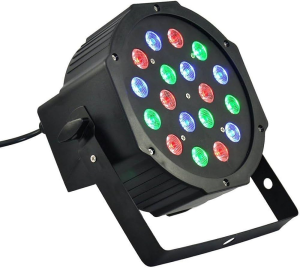 ILLUMINATORE PAR SLIM 2WX18 LED RGBW DMX512 7CH STAFFA TELECOMANDO 36W 220VAC