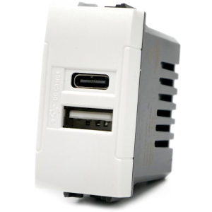 FRUTTO PRESA USB/A + TYPE-C 2,4A BIANCO 220VAC BTICINO LIVING