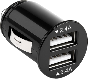 CARICABATTERIE ACCENDISIGARI 2x USB/A DA AUTO PD 2,4A NERO