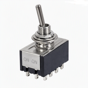 DEVIATORE IN MINIATURA QUADRIPOLARE A LEVA ON-OFF-ON 12 PIN A SALDARE 250VAC 3A
