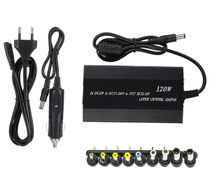 ALIMENTATORE NOTEBOOK 120W MAX OUT 12V-24V 5,5A 9 PLUG ADATTATORI SPINA ACCENDISIGARI