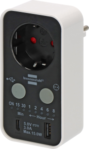 TIMER CONTO ALLA ROVESCIA SPEGNIMENTO DISPOSITIVI PRESA SCHUKO MAX 3680W USB/A TYPE-C MAX 15W