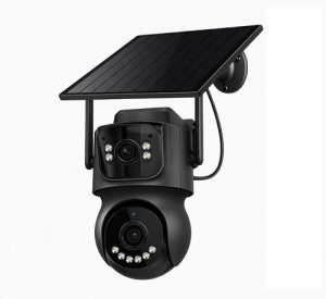 TELECAMERA DOPPIA WIFI + SIM 4G CON PANNELLO SOLARE MOTORIZZATA PTZ 180° MICROSD NERA
