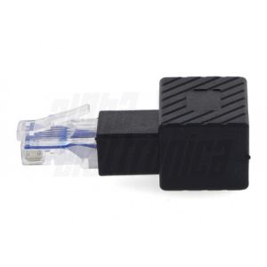 ADATTATORE AD ANGOLO 90° DA SPINA RJ45 A PRESA RJ45 PIN ESTERNO DESTRA