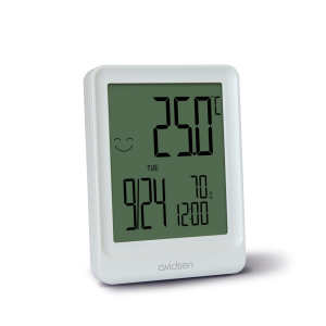 MINI OROLOGIO DATARIO TERMOMETRO IGROMETRO MAGNETICO 89x67x15mm BIANCO ADVISEN