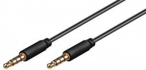 CAVO JACK 4 POLI SLIM DA 3,5MM, DORATO, 3MT, NERO,SPINA 3,5MM (4-PIN, STEREO) > SPINA 3,5MM (4-PIN, STEREO)