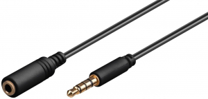 PROLUNGA AUDIO JACK 4POLI DA 3,5MM, DORATO, 2MT, NERO,SPINA 3,5MM (4-PIN, STEREO) > PRESA 3,5MM (4-PIN, STEREO)