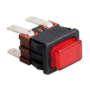 INTERRUTTORE A PULSANTE LUMINOSO ROSSO 250Vac 16A CON FASTON 4,8mm