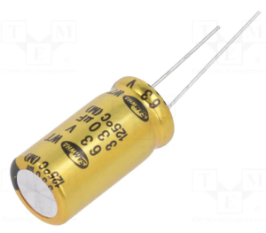 CONDENSATORE ELETTROLITICO RADIALE 330uF 63V 105° D12,5xH25mm SAMWHA