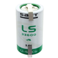 BATTERIA PILA LITIO D TORCIA 3,6V 16,5A LS33600 CON LAMELLE SAFT