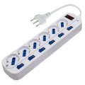 MULTIPRESA 6PR.SCHUKO CON 6 INTERRUTTORI + 1 MASTER, SP.16A, CAVO 1,5mt, 3500W, Protez. sovraccarico