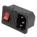 PRESA IEC 320 C14 DA PANNELLOCON INTERRUTTORE ROSSO E PORTAFUSIBILE