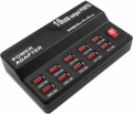 CARICABATTERIA A 10 PORTE USB E INTERRUTTORE 5VDC 1-3,5A 60W