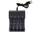 CARICABATTERIE USB 4 SLOT 18650 18500 18350 16340 14500 26650 TORCIA LITIO 3,7V