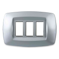 PLACCA ARGENTO IN PLASTICA 3 POSTI BTICINO MAGIC