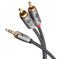 CAVO TELATO ALTA QUALITA' 2X RCA MASCHIO A JACK 3,5mm MASCHIO PLACCATO ORO 3MT GOOBAY