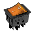 INTERRUTTORE A BILANCIERE BIPOLARE LUMINOSO ARANCIO CORPO NERO 4 FASTON 250VAC 16A