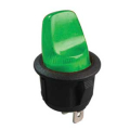 INTERRUTTORE A BILANCIERE UNIPOLARE TONDO LUMINOSO VERDE CORPO NERO 3 FASTON 250VAC 5A
