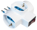 ADATTATORE TRIPLA PRESA BIPASSO+SCHUKO SPINA 16A INTERUTTORE 220VAC 16A 3500W BIANCO