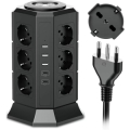 MULTIPRESA TORRETTA 12 PRESE TRIVALENTI + 3 USB/A + 2 TYPE-C 2 INTERRUTTORI 220VAC MAX 4000W