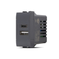 FRUTTO PRESA USB/A + TYPE-C 2,4A NERO 220VAC BTICINO LIVING