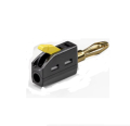 SPINA A BANANA 4mm DORATA A MORSETTO NERA