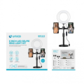 LAMPADA RING ANELLO SELFIE 6" 360° ASTA 39-49cm 3000K/4000K/6500K 2 SLOT SMARTPHONE 5VDC